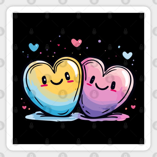 Two Hearts - Love Valentine's Day Lover Couple Cute Funny Magnet by The Realm Within